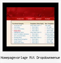 Homepagevorlage Mit Dropdownmenue Vista Css Menu
